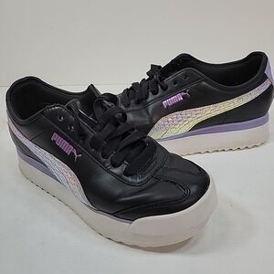Puma Women's Size 7.5 Platform Sneakers Black Iridescent Stripe